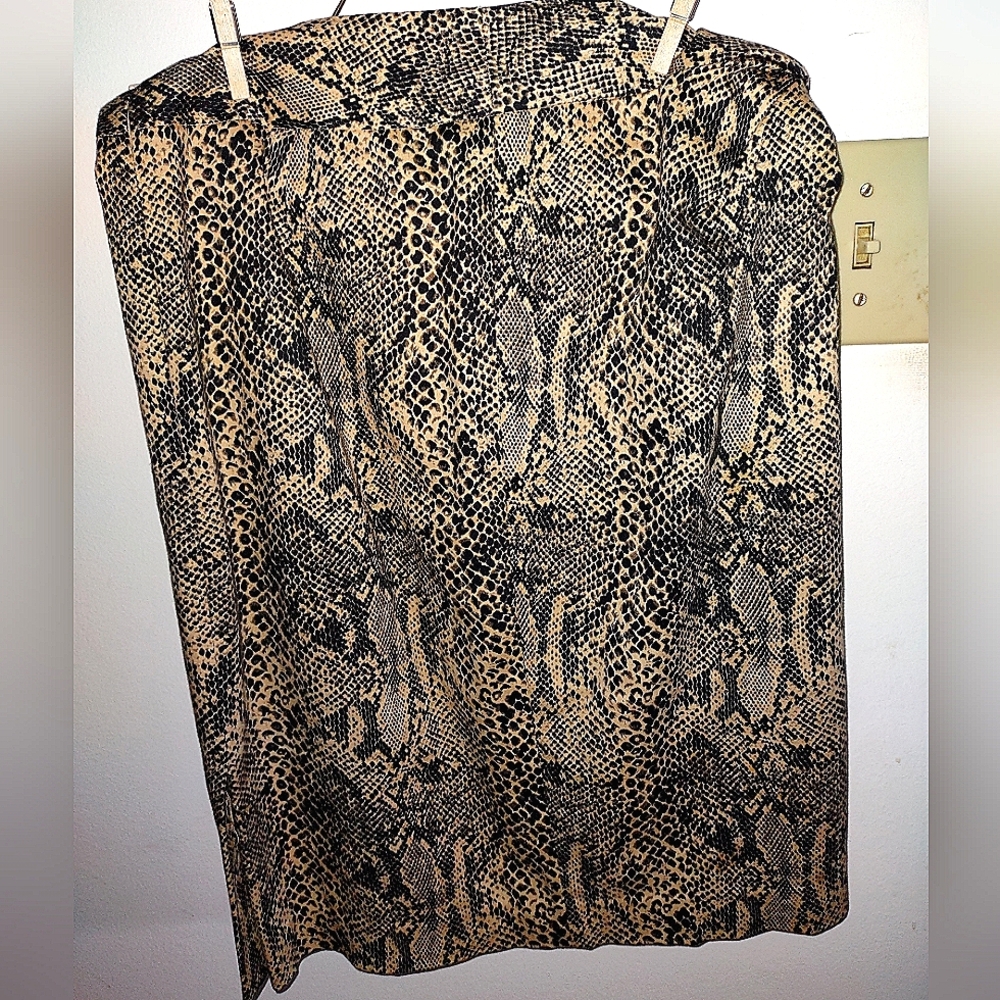 Michael Kors Animal Print Skirt in Black and Tan